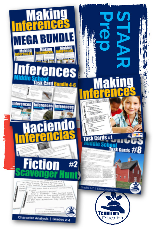 PIN Making Inferences STAAR Prep - Task cards for elementary and middle school STAAR Prep.